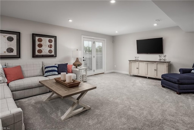 1501 Bogue St, Chesapeake, VA 23322 - living area featuring light colored carpet, recessed lighting, and baseboards