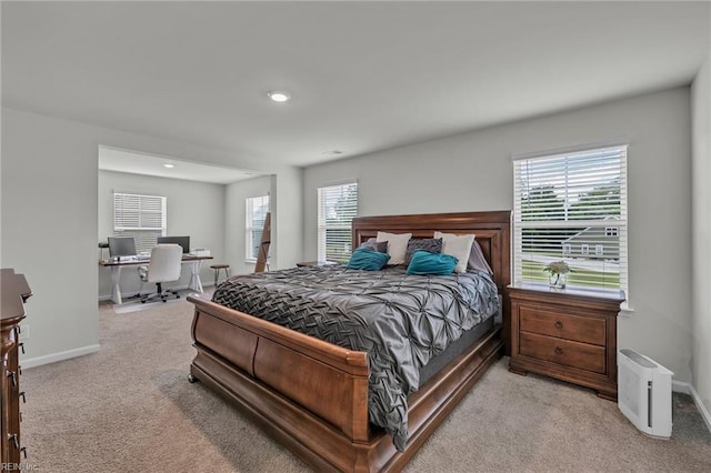 3001 Brylie Ct, Suffolk, VA 23435 - carpeted bedroom featuring an office area, multiple windows, baseboards, and recessed lighting