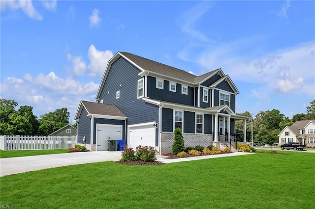 3001 Brylie Ct, Suffolk, VA 23435 - craftsman house with driveway, board and batten siding, brick siding, a garage, and covered porch