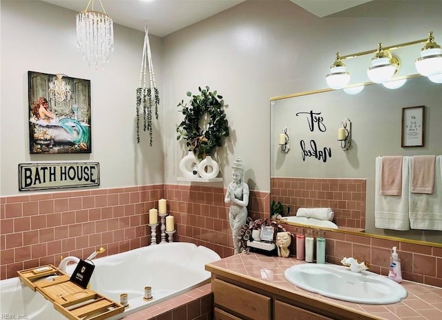 1031 High Dunes Quay Quay Unit 103, Hampton, VA 23664 - full bathroom with a garden tub, vanity, and a chandelier