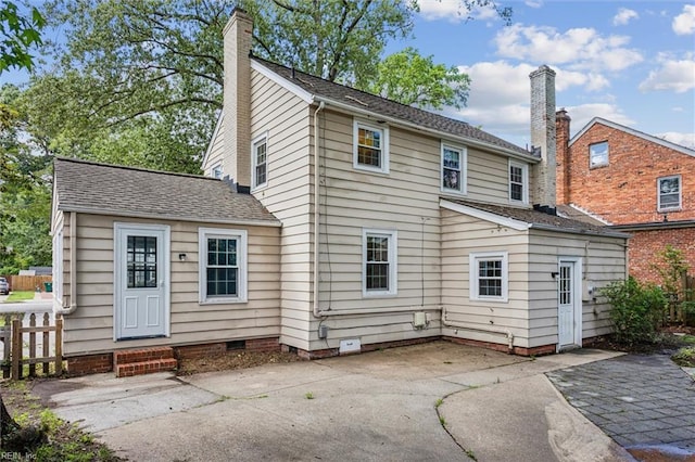 28 Shirley Rd, Newport News, VA 23601 - back of house featuring a patio, crawl space, and a chimney