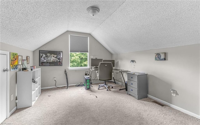 403 Joel Ct, Newport News, VA 23608 - office with vaulted ceiling, carpet floors, a textured ceiling, and baseboards
