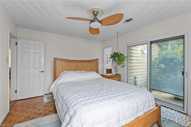 224 Iroquois Rd, Virginia Beach, VA 23462 - bedroom with access to exterior, baseboards, and a ceiling fan