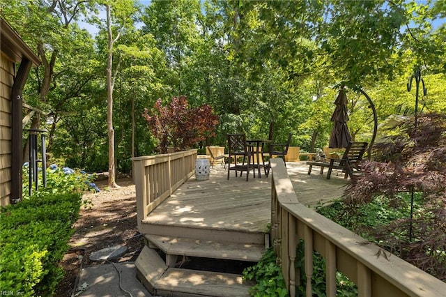 224 Iroquois Rd, Virginia Beach, VA 23462 - wooden deck featuring view of wooded area