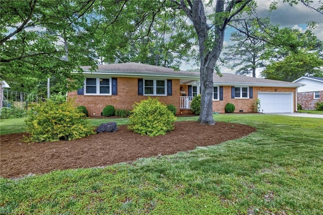 4680 Miles Standish Rd, Virginia Beach, VA 23455 - ranch-style home featuring an attached garage, brick siding, a front lawn, and driveway