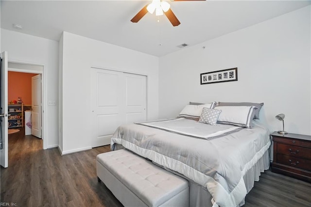 4316 Colindale Rd Unit 106, Chesapeake, VA 23321 - bedroom with wood finished floors, a closet, ceiling fan, and baseboards