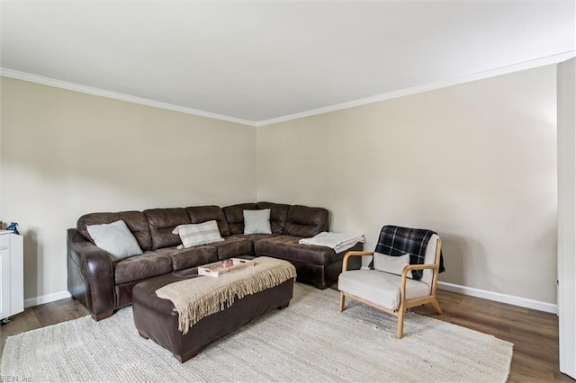 118 Cove Rd, Newport News, VA 23608 - living room featuring baseboards, wood finished floors, and ornamental molding