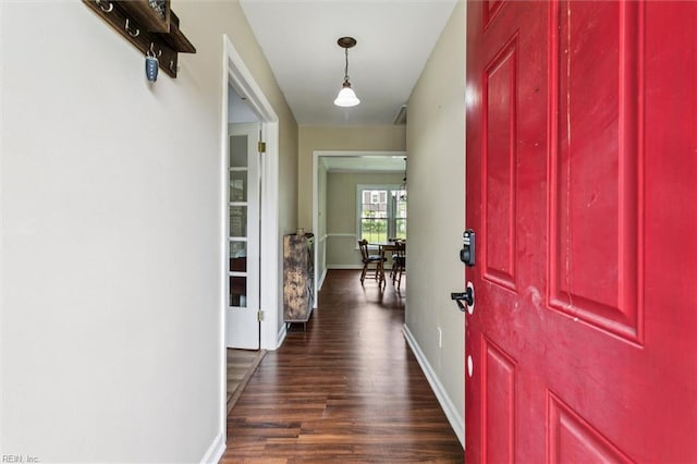 118 Cove Rd, Newport News, VA 23608 - hallway featuring dark wood-type flooring and baseboards