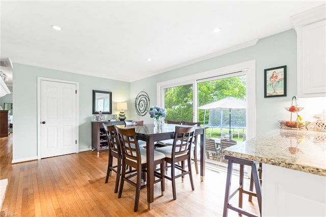 1808 Ashley Dr, Virginia Beach, VA 23454 - dining room with light wood-type flooring, crown molding, baseboards, and recessed lighting
