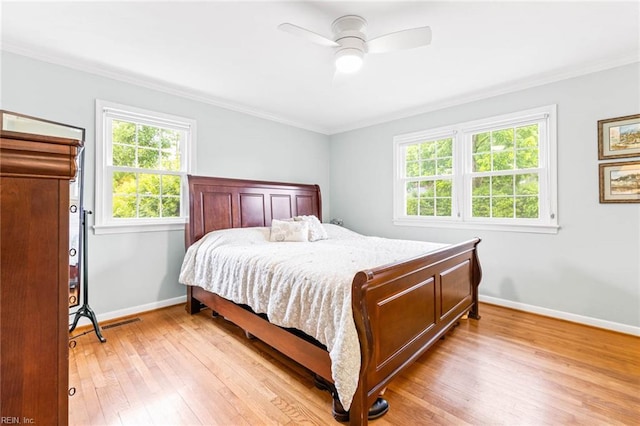 1808 Ashley Dr, Virginia Beach, VA 23454 - bedroom with light wood-style floors, crown molding, baseboards, and a ceiling fan