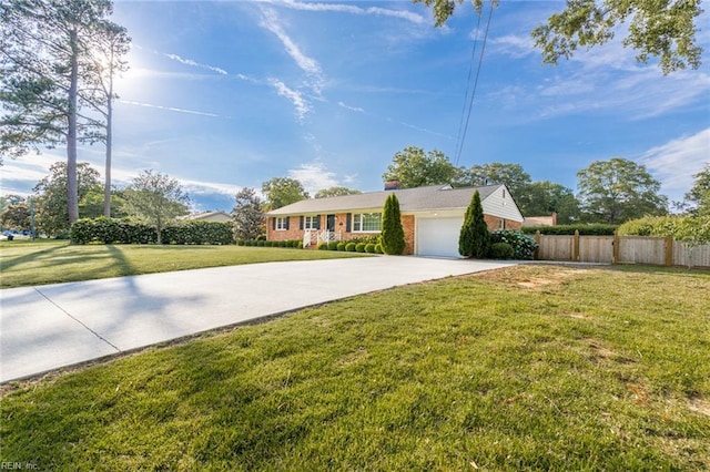 1808 Ashley Dr, Virginia Beach, VA 23454 - ranch-style home with driveway, a garage, brick siding, and a chimney