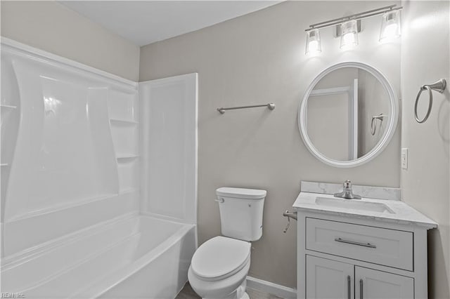 2905 Roanoke Ave, Newport News, VA 23607 - full bath featuring vanity, toilet, shower / bathtub combination, and baseboards