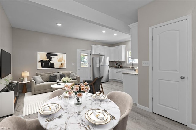 2905 Roanoke Ave, Newport News, VA 23607 - dining area with light wood-style flooring, recessed lighting, and baseboards