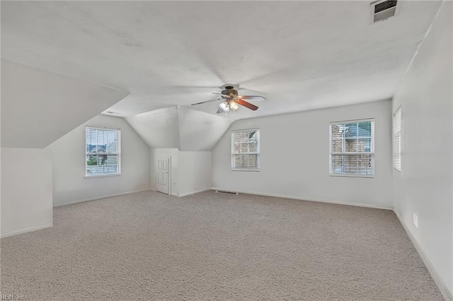 111 Windsor Ct, Suffolk, VA 23434 - bonus room with baseboards, a ceiling fan, carpet flooring, and lofted ceiling