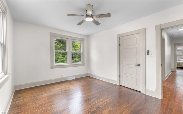 1006 Mayfield Ave, Chesapeake, VA 23324 - spare room featuring healthy amount of natural light, a ceiling fan, wood finished floors, and attic access