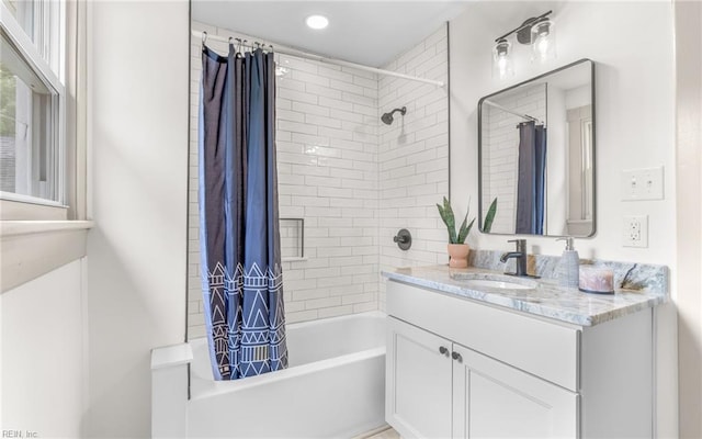 1006 Mayfield Ave, Chesapeake, VA 23324 - bathroom with vanity and shower / bath combo with shower curtain