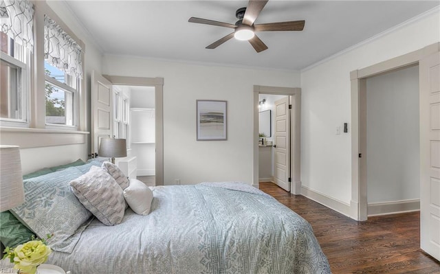 1006 Mayfield Ave, Chesapeake, VA 23324 - bedroom with wood finished floors, crown molding, baseboards, and a ceiling fan