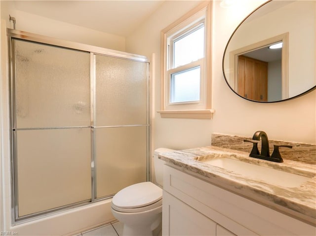 8014 E Glen Rd, Norfolk, VA 23505 - full bath featuring vanity, a shower stall, toilet, and tile patterned flooring