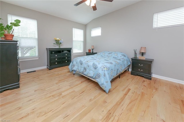 1920 Flintshire Dr, Chesapeake, VA 23323 - bedroom with lofted ceiling, light wood-style floors, baseboards, and a ceiling fan
