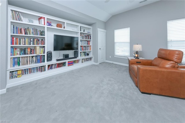 1920 Flintshire Dr, Chesapeake, VA 23323 - living area with carpet flooring, vaulted ceiling, and baseboards