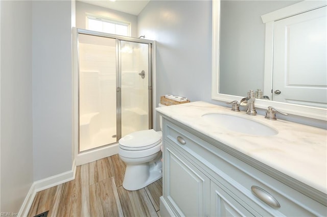 1920 Flintshire Dr, Chesapeake, VA 23323 - full bath featuring toilet, a shower stall, vanity, and wood finished floors