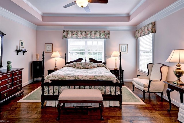 3907 Ethan Ln, Williamsburg, VA 23188 - bedroom with a raised ceiling, ornamental molding, wood finished floors, and ceiling fan