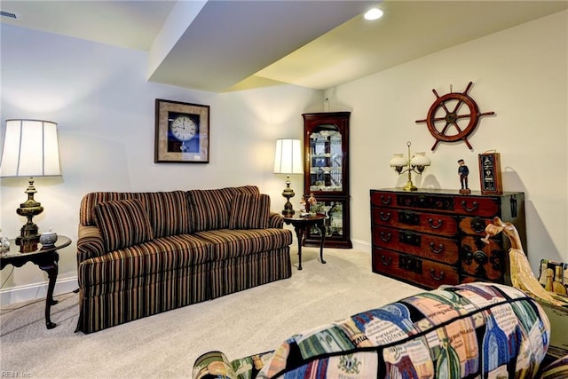 3907 Ethan Ln, Williamsburg, VA 23188 - living room with carpet, baseboards, and recessed lighting