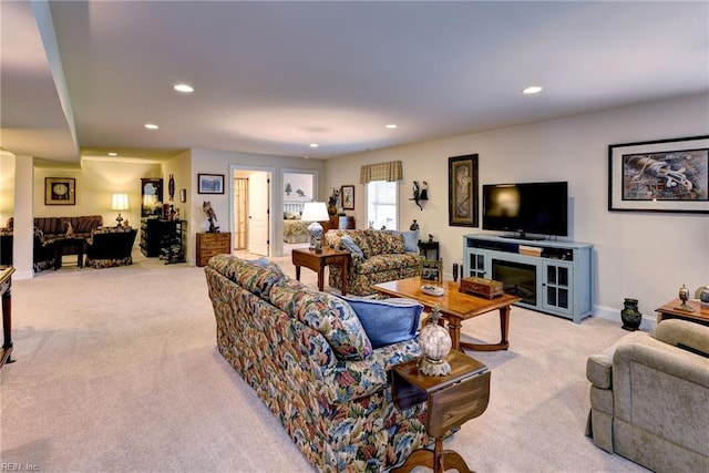 3907 Ethan Ln, Williamsburg, VA 23188 - carpeted living room with recessed lighting and baseboards