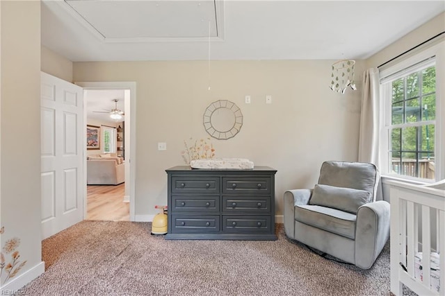 320 Pamunkey Ridge Rd, King William, VA 23086 - bedroom with attic access, carpet floors, and baseboards