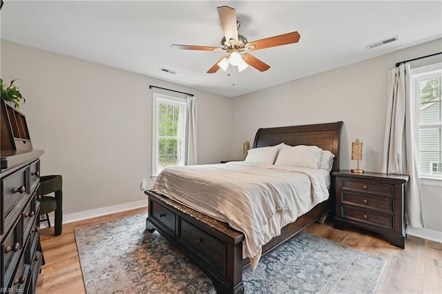 320 Pamunkey Ridge Rd, King William, VA 23086 - bedroom featuring light wood-style floors, baseboards, and a ceiling fan
