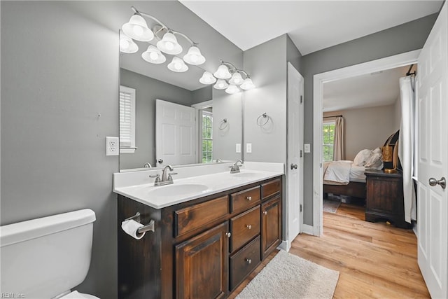 320 Pamunkey Ridge Rd, King William, VA 23086 - ensuite bathroom featuring double vanity, wood finished floors, and toilet