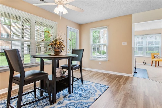 5113 Thatcher Way, Virginia Beach, VA 23456 - dining area with baseboards, ceiling fan, light wood-type flooring, and a textured ceiling