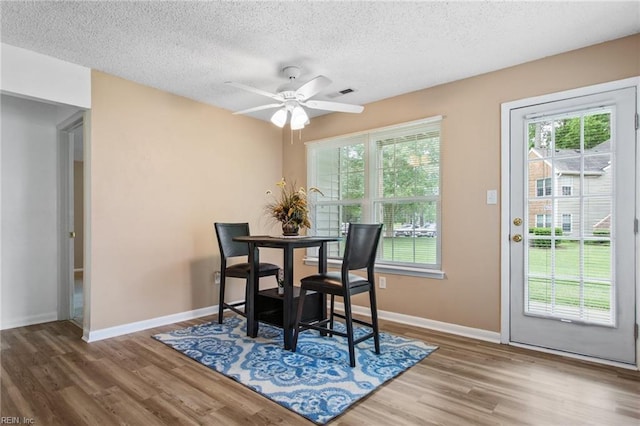5113 Thatcher Way, Virginia Beach, VA 23456 - dining space with wood finished floors, healthy amount of natural light, a textured ceiling, ceiling fan, and baseboards