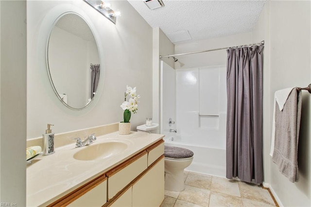 5113 Thatcher Way, Virginia Beach, VA 23456 - bathroom featuring vanity, toilet, shower / bath combination with curtain, and a textured ceiling