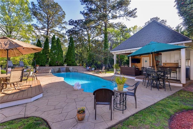 106 Ocean Breeze Dr, Yorktown, VA 23693 - view of pool with a patio, an outdoor living space, and outdoor dining area