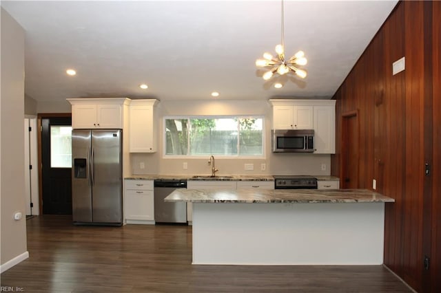 5857 Frament Ave, Norfolk, VA 23502 - kitchen featuring stainless steel appliances, a sink, white cabinets, light stone counters, and recessed lighting
