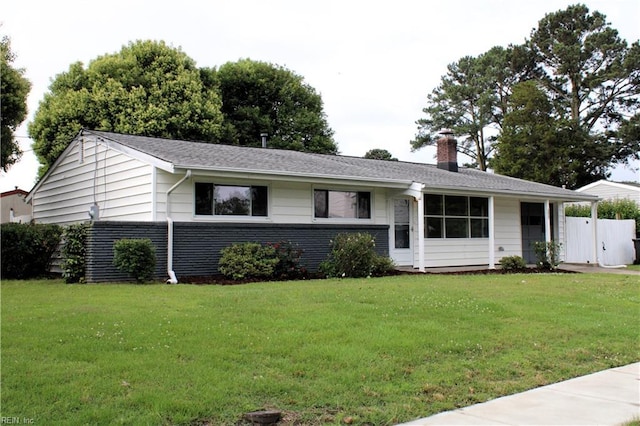 5857 Frament Ave, Norfolk, VA 23502 - ranch-style home featuring a chimney and a front yard