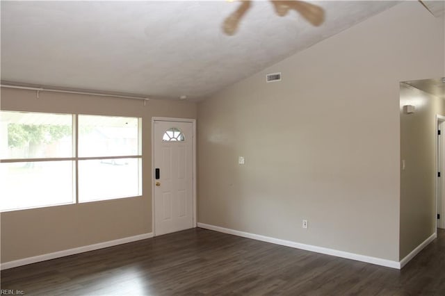 5857 Frament Ave, Norfolk, VA 23502 - entryway with dark wood-type flooring, baseboards, and lofted ceiling