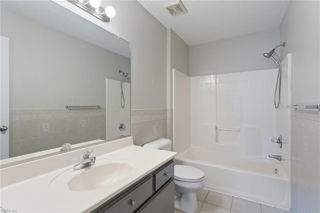6218 Whaley Ct, Norfolk, VA 23502 - bathroom with toilet, tile walls, vanity, bathtub / shower combination, and tile patterned flooring