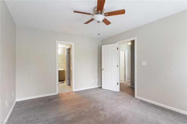 6218 Whaley Ct, Norfolk, VA 23502 - unfurnished bedroom featuring carpet, baseboards, connected bathroom, and a ceiling fan