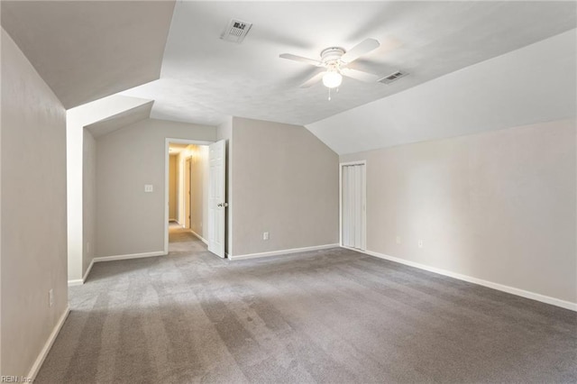 6218 Whaley Ct, Norfolk, VA 23502 - additional living space featuring ceiling fan, vaulted ceiling, carpet, and baseboards