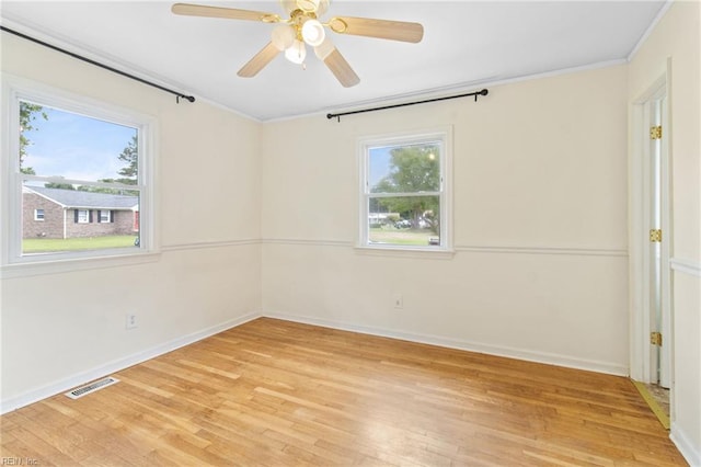 2 Sheralyn Pl, Hampton, VA 23666 - unfurnished room with light wood-type flooring, baseboards, a ceiling fan, and crown molding