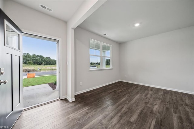 3032 Dalton Cir, Suffolk, VA 23435 - foyer with dark wood-style flooring, baseboards, and recessed lighting