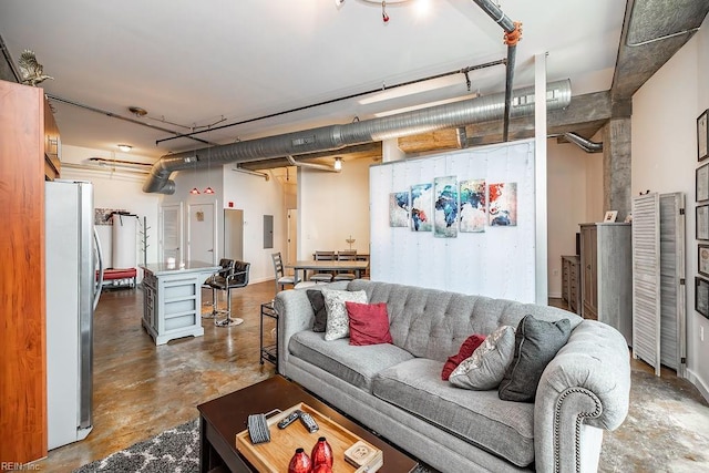 415 Saint Pauls Blvd Unit 309, Norfolk, VA 23510 - living area with electric panel and concrete flooring