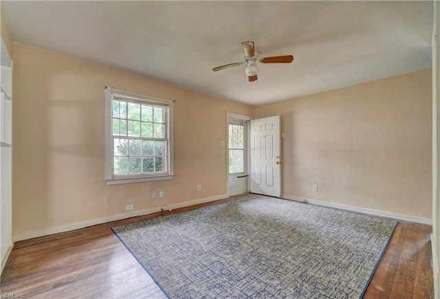 10 Dotson Dr, Hampton, VA 23669 - empty room featuring a ceiling fan, wood finished floors, and baseboards