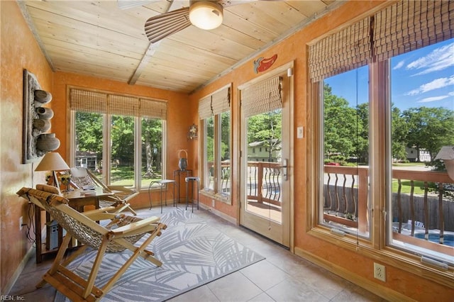 1 Hatteras Lndg, Hampton, VA 23669 - sunroom / solarium featuring wooden ceiling, healthy amount of natural light, tile patterned flooring, and baseboards