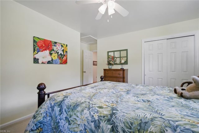 1 Hatteras Lndg, Hampton, VA 23669 - carpeted bedroom with a closet, baseboards, and ceiling fan
