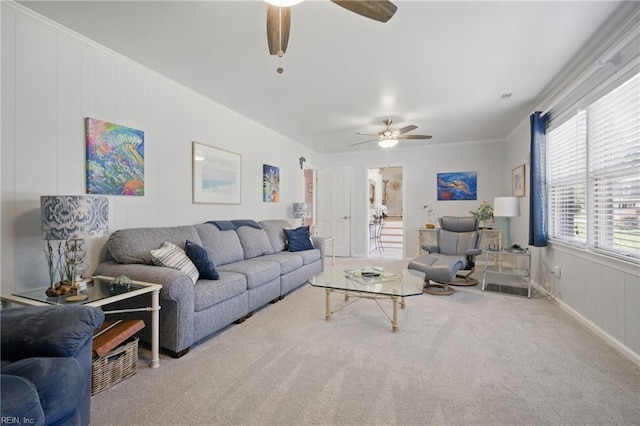 1 Hatteras Lndg, Hampton, VA 23669 - carpeted living room featuring ceiling fan and crown molding