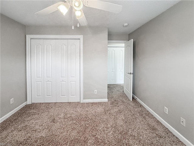 5541 Frog Pond Ln, Virginia Beach, VA 23455 - unfurnished bedroom with carpet flooring, baseboards, a closet, and a ceiling fan