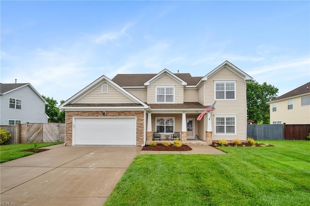 1120 Veranda Way, Chesapeake, VA 23320 - view of front facade with driveway, a porch, and stone siding
